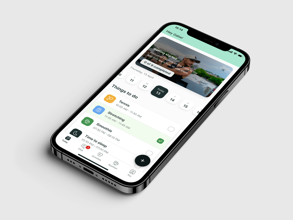 A mockup of the coaching app showcasing the features.